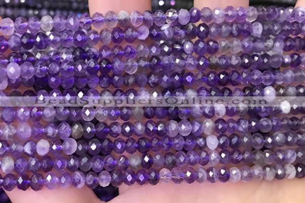 CNA1117 15.5 inches 3*4mm faceted rondelle amethyst beads wholesale