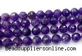 CNA1178 15.5 inches 12mm faceted round amethyst gemstone beads