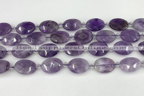 CNA1201 15.5 inches 15*20mm faceted oval amethyst beads