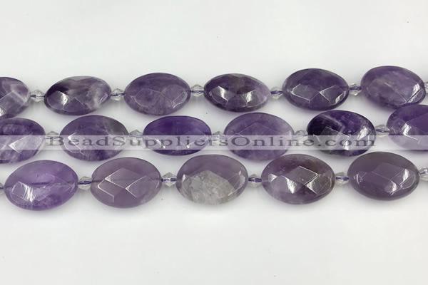 CNA1202 15.5 inches 18*25mm faceted oval amethyst beads