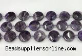 CNA1205 15.5 inches 20mm faceted coin amethyst gemstone beads