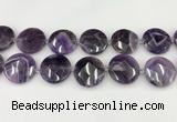 CNA1211 15.5 inches 30mm faceted coin amethyst gemstone beads