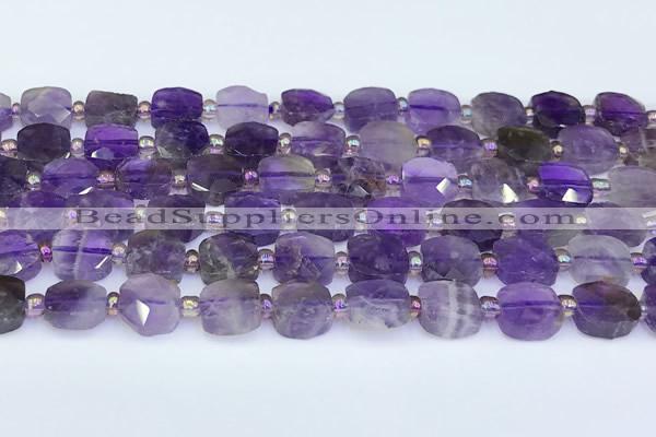 CNA1215 15.5 inches 10mm faceted square amethyst beads