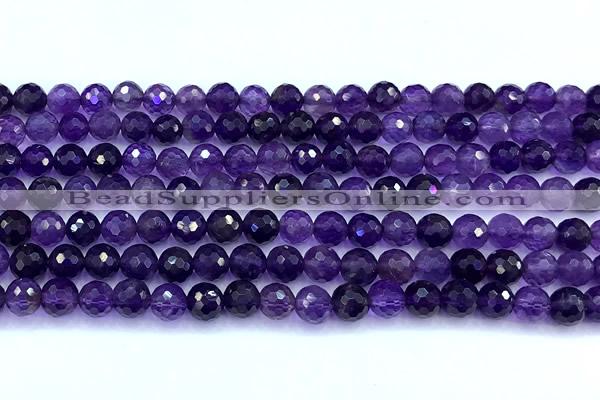 CNA1250 15 inches 6mm faceted round amethyst beads