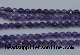 CNA250 15.5 inches 4mm faceted round natural amethyst beads