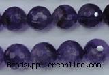 CNA255 15.5 inches 14mm faceted round natural amethyst beads