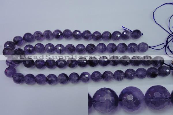 CNA255 15.5 inches 14mm faceted round natural amethyst beads