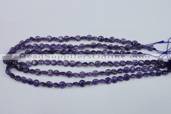 CNA266 15.5 inches 8mm flat round natural amethyst beads wholesale