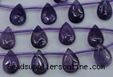 CNA288 Top-drilled 8*12mm flat teardrop natural amethyst beads