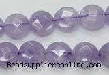 CNA322 15.5 inches 12mm faceted coin natural lavender amethyst beads