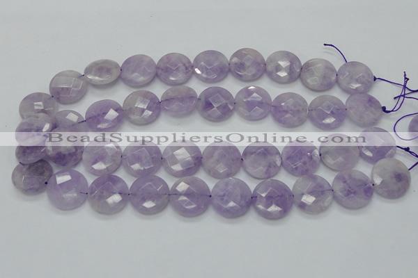 CNA325 15.5 inches 20mm faceted coin natural lavender amethyst beads