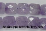 CNA340 15.5 inches 15*15mm faceted square natural lavender amethyst beads