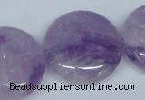 CNA439 15.5 inches 30mm flat round natural lavender amethyst beads