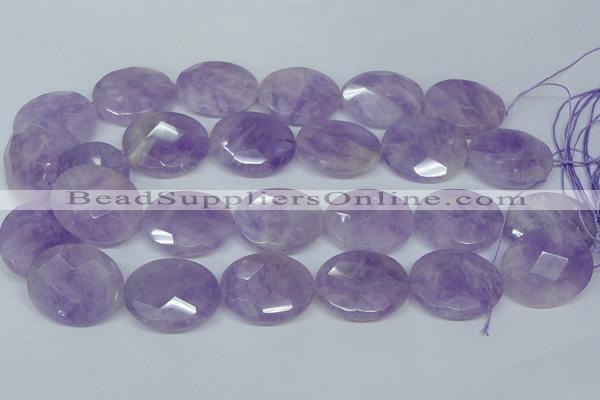 CNA460 15.5 inches 25*30mm faceted oval natural lavender amethyst beads