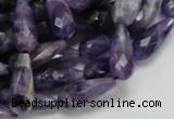 CNA47 15.5 inches 8*20mm faceted teadrop grade AB natural amethyst beads