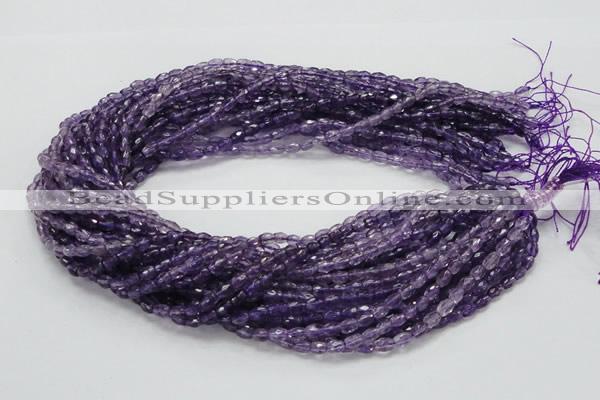 CNA49 15.5 inches 4*6mm faceted rice grade A natural amethyst beads