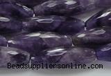 CNA54 15.5 inches 10*30mm faceted rice grade AB+ natural amethyst beads