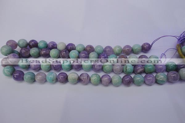 CNA654 15 inches 12mm round lavender amethyst & amazonite beads