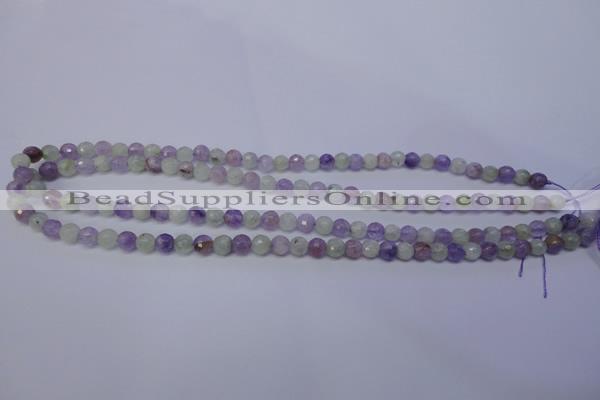 CNA661 15 inches 6mm faceted round lavender amethyst & prehnite beads