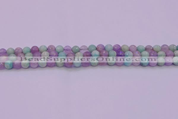 CNA681 15.5 inches 6mm faceted round lavender amethyst & amazonite beads