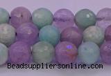 CNA682 15.5 inches 8mm faceted round lavender amethyst & amazonite beads