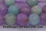 CNA684 15.5 inches 12mm faceted round lavender amethyst & amazonite beads