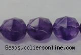 CNA71 15.5 inches 12mm faceted round natural amethyst beads