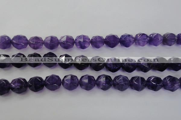 CNA72 15.5 inches 14mm faceted round natural amethyst beads