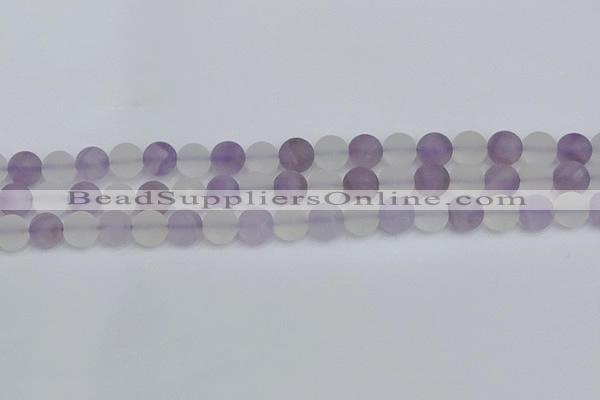 CNA737 15.5 inches 8mm round matte amethyst & white crystal beads