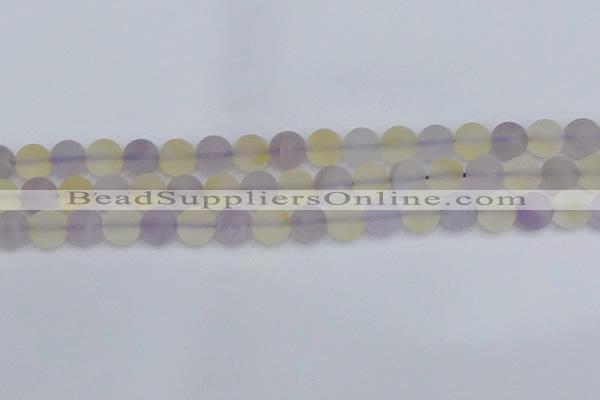 CNA743 15.5 inches 10mm round matte amethyst & citrine beads