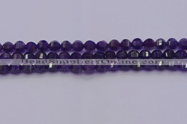 CNA752 15.5 inches 8mm faceted round natural amethyst beads