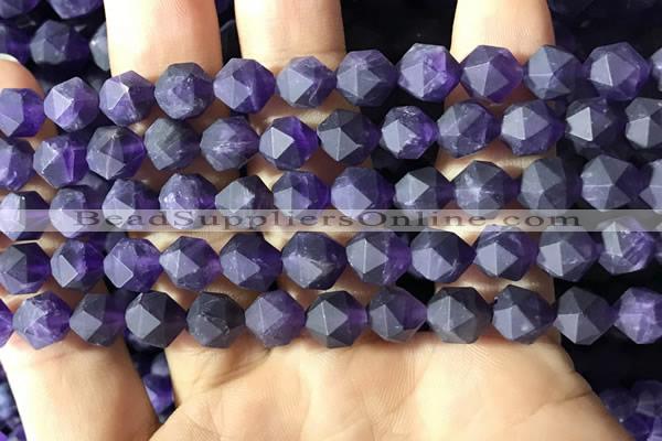 CNA767 15.5 inches 8mm faceted nuggets matte amethyst beads