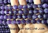 CNA768 15.5 inches 10mm faceted nuggets matte amethyst beads