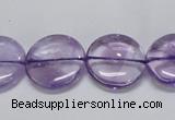 CNA824 15.5 inches 18mm flat round natural light amethyst beads