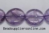 CNA825 15.5 inches 20mm flat round natural light amethyst beads