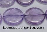 CNA826 15.5 inches 25mm flat round natural light amethyst beads