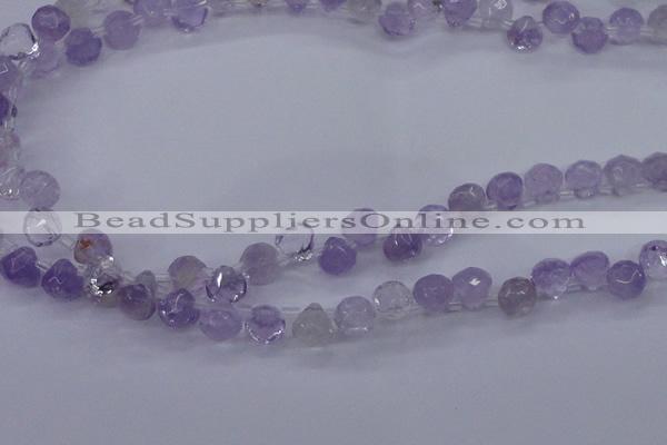 CNA900 Top drilled 7*7mm faceted teardrop amethyst gemstone beads