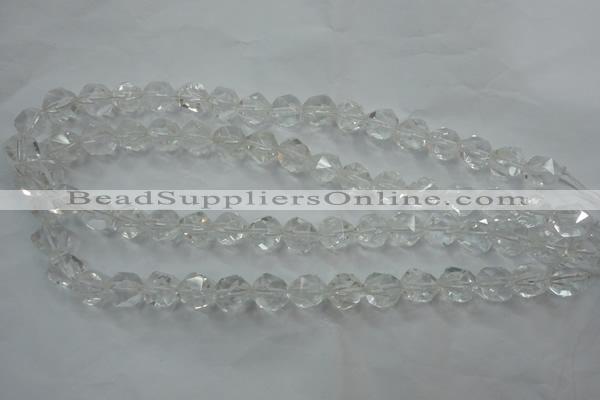 CNC102 15 inches 10mm faceted nuggets white crystal beads