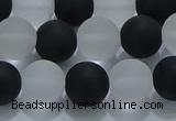 CNC113 15.5 inches 10mm round matte white crystal & black agate beads