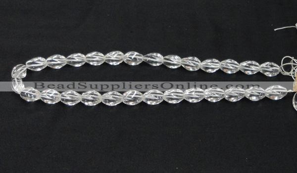 CNC19 8*12mm twisted rice grade AB natural white crystal beads