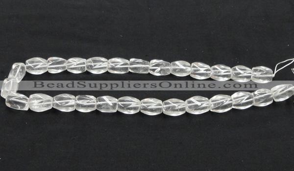 CNC21 10*15mm twisted oval grade AB natural white crystal beads