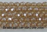 CNC516 15.5 inches 4mm faceted round dyed natural white crystal beads