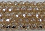 CNC517 15.5 inches 6mm faceted round dyed natural white crystal beads