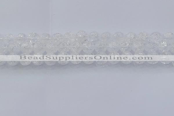 CNC553 15.5 inches 10mm round natural crackle white crystal beads