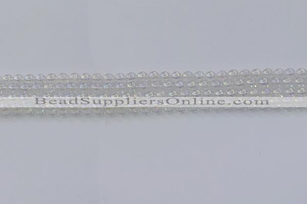 CNC560 15.5 inches 4mm round plated crackle white crystal beads