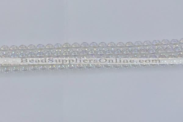 CNC570 15.5 inches 6mm round plated natural white crystal beads