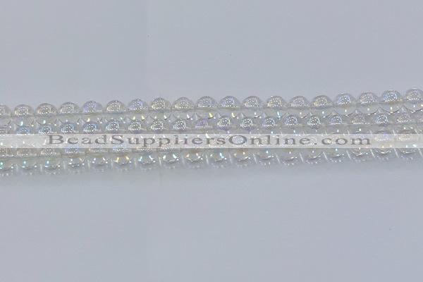 CNC571 15.5 inches 8mm round plated natural white crystal beads