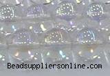 CNC574 15.5 inches 14mm round plated natural white crystal beads