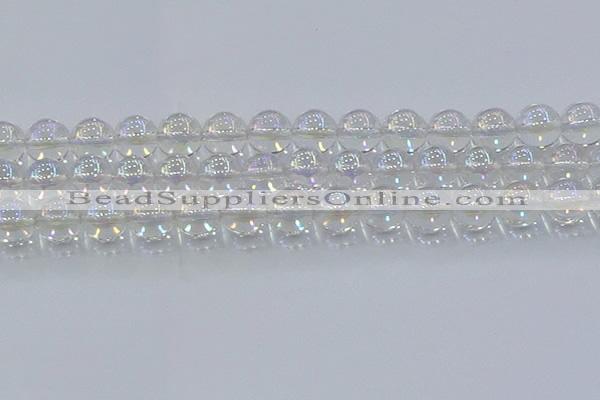 CNC574 15.5 inches 14mm round plated natural white crystal beads