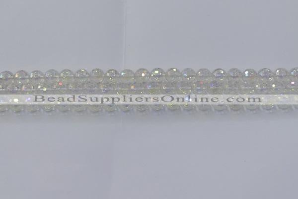 CNC601 15.5 inches 6mm faceted round plated natural white crystal beads